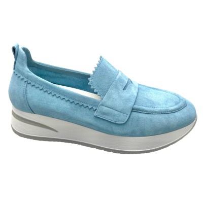 MELLUSO WALK R20079 MOCASSINO accollato slip on per donna scamosciato azzurro sneaker
