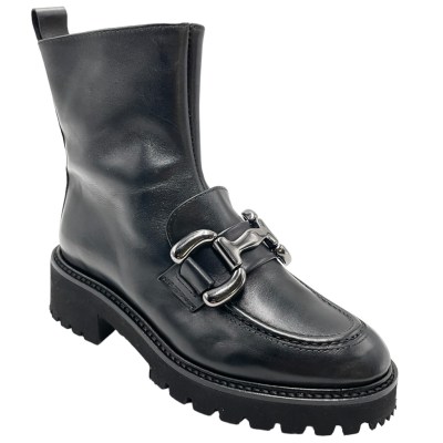 Angela Calzature stivali alla caviglia in pelle colore nero tacco basso 1-4 cm   donna made in italy 32,33,34 numeri speciali    