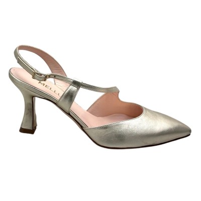 MELLUSO E1634 scarpa sandalo SLING BACK platino oro pelle LINDA laccetto ballo