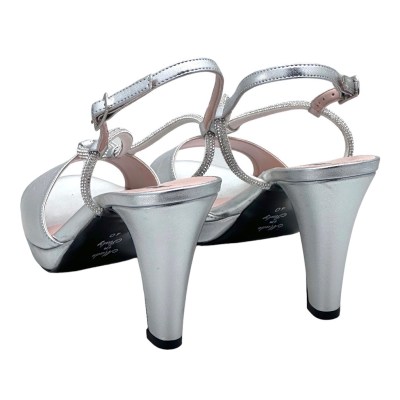 MELLUSO  J629 sandalo gioiello per donna da cerimonia con planteau argento cristalli
