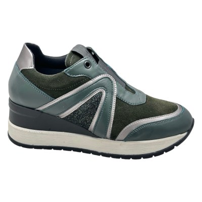 MELLUSO WALK R25551 sneaker slipon con elastico scarpa donna 34 42 43 44 soletta estraibile zeppa verde