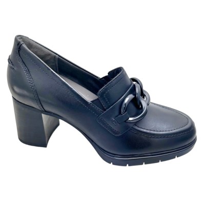 TAMARIS 8-84403-41 COMFORT mocassino scarpa donna accollata pelle nero  con morsetto tacco soletta estraibile