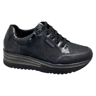 VALLEVERDE 36261 sneaker scarpa donna lacci basic nero platform