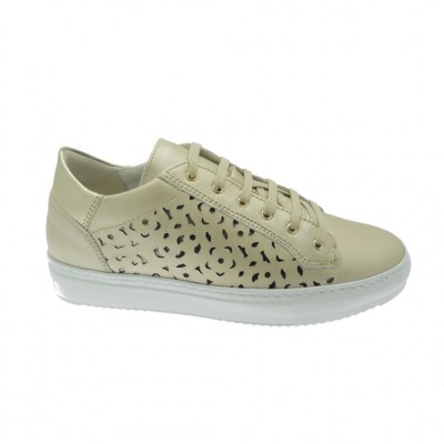 Calzaturificio Loren C3887 scarpa donna sneaker champagne lacci soletta estraibile