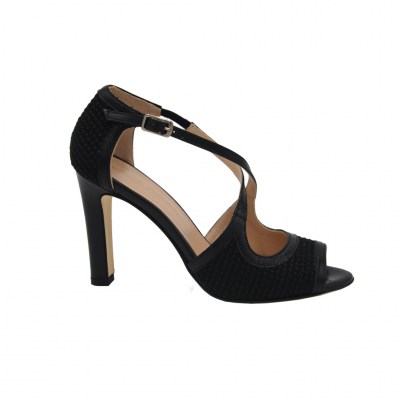 Angela Calzature Elegance standard numbers Shoes black leather heel 9 cm