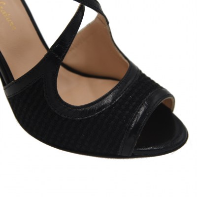 Angela Calzature Elegance standard numbers Shoes black leather heel 9 cm