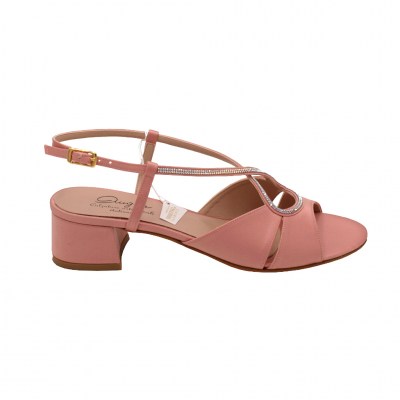 Angela Calzature Elegance sandali in raso colore rosa tacco basso 1-4 cm  Tomaia Raso  numeri standard    