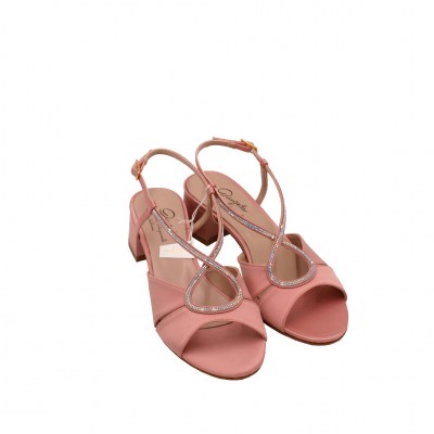 Angela Calzature Elegance sandali in raso colore rosa tacco basso 1-4 cm  Tomaia Raso  numeri standard    