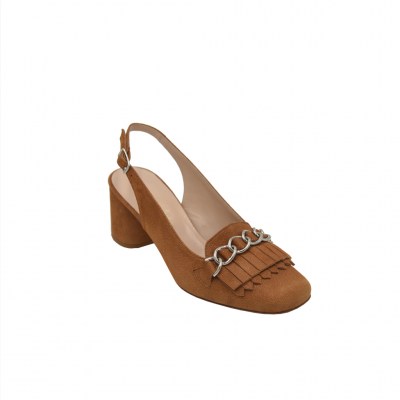 Angela Calzature sandali in pelle colore marrone tacco medio 4-7 cm  Tomaia Camoscio  numeri standard    