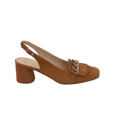 Angela Calzature sandali in pelle colore marrone tacco medio 4-7 cm  Tomaia Camoscio  numeri standard    