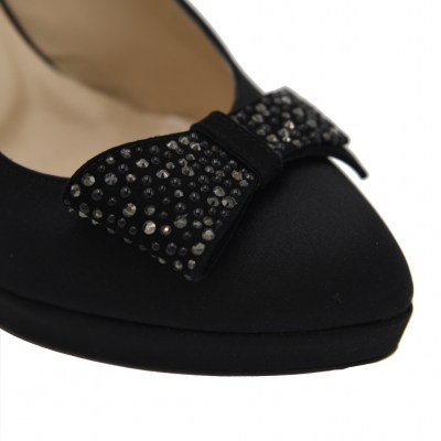 Angela Calzature Elegance sandali in tessuto colore nero tacco alto 8-11 cm  Tomaia Raso  numeri standard    