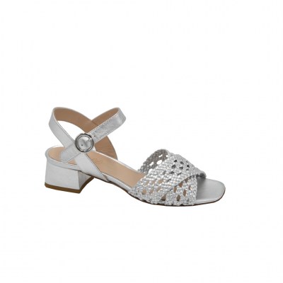 Angela Calzature sandali in pelle colore grigio tacco basso 1-4 cm  Tomaia Pelle Argento  numeri standard    