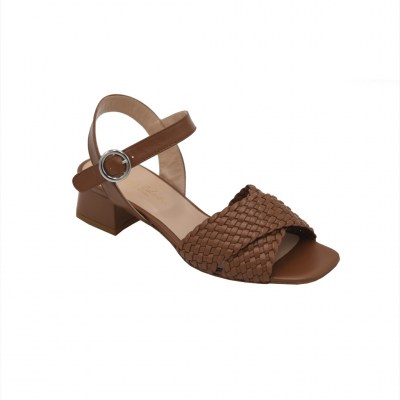 Angela Calzature sandali in pelle colore marrone tacco basso 1-4 cm    numeri standard    