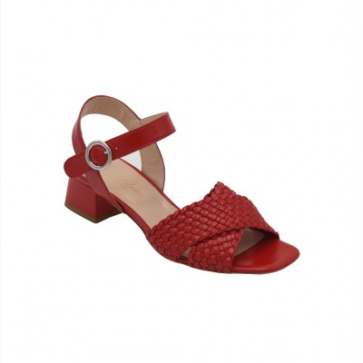 Angela Calzature sandali in pelle colore rosso tacco basso 1-4 cm    numeri standard    