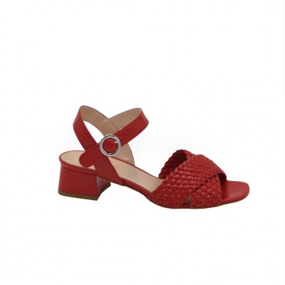Angela Calzature sandali in pelle colore rosso tacco basso 1-4 cm    numeri standard    