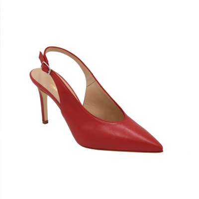Angela Calzature Elegance decollete in pelle colore rosso tacco alto 8-11 cm    numeri standard    