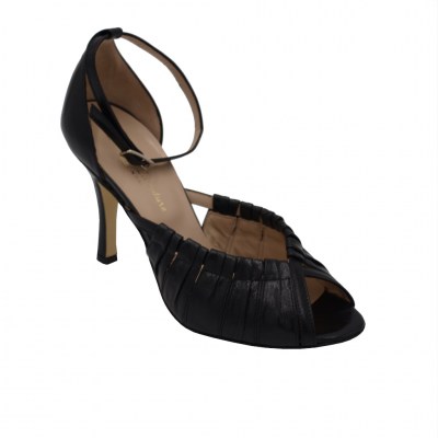 Angela Calzature Elegance sandali in pelle colore nero tacco alto 8-11 cm    numeri standard    