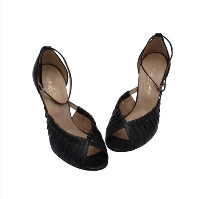 Angela Calzature Sposa e Cerimonia standard numbers Shoes black leather heel 8 cm