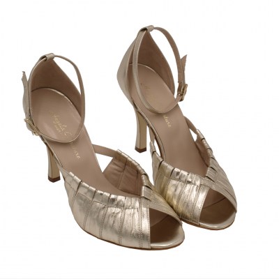 Angela Calzature Elegance standard numbers Shoes Gold leather heel 8 cm