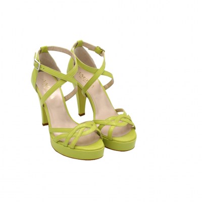 Angela Calzature Elegance sandali in pelle colore verde tacco alto 8-11 cm    numeri standard    