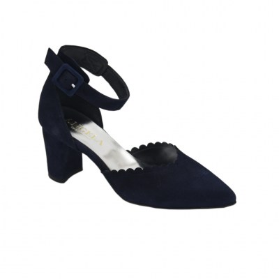 Angela Calzature cinturini alla caviglia in camoscio colore blu tacco medio 4-7 cm  Tomaia in Camoscio Numeri dal 32 al 43 numeri speciali    