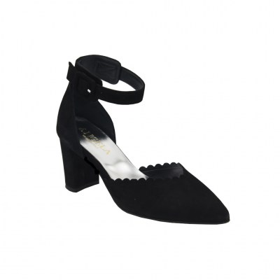 Angela Calzature cinturini alla caviglia in camoscio colore nero tacco medio 4-7 cm  Tomaia in Camoscio Numeri dal 33 al 43 numeri speciali    