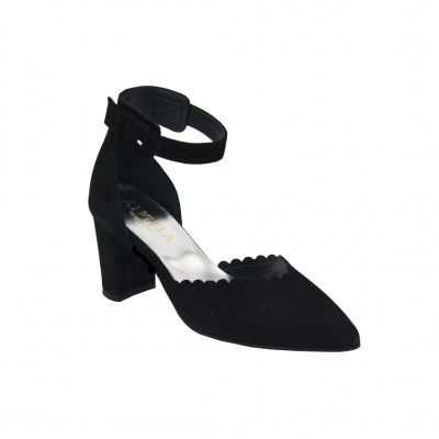 Angela Calzature special numbers Shoes black chamois heel 6 cm