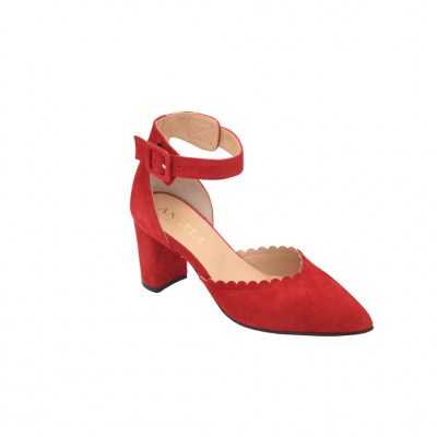Angela Calzature cinturini alla caviglia in camoscio colore rosso tacco medio 4-7 cm  Tomaia in Camoscio Numeri dal 36 al 42 numeri speciali    