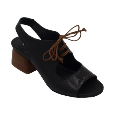 Angela Calzature sandali in pelle colore nero tacco basso 1-4 cm   Numeri dal 34 al 42 numeri standard    