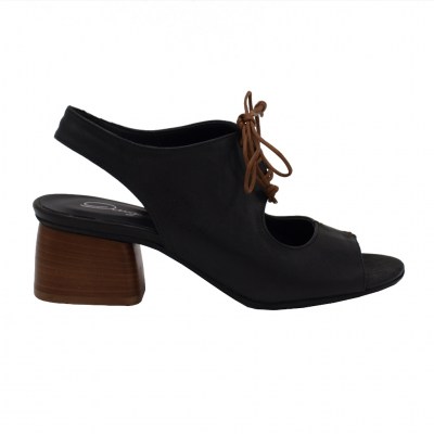 Angela Calzature sandali in pelle colore nero tacco basso 1-4 cm   Numeri dal 34 al 42 numeri standard    
