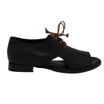 Angela Calzature sandali in pelle colore nero tacco basso 1-4 cm   Numeri dal 36 al 42 numeri standard    