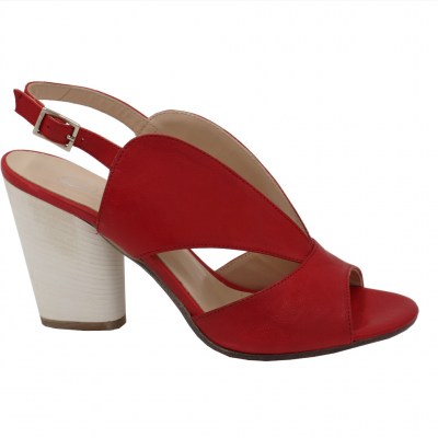 Angela Calzature sandali in pelle colore rosso tacco alto 8-11 cm    numeri standard    