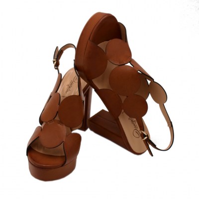 Angela Calzature sandali in ecopelle colore marrone tacco alto 8-11 cm   Numeri 41 e 42 numeri speciali    