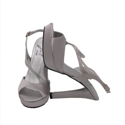 Angela Calzature Elegance sandali in raso colore argento tacco alto 8-11 cm  Tomaia Esterna Raso  numeri standard    