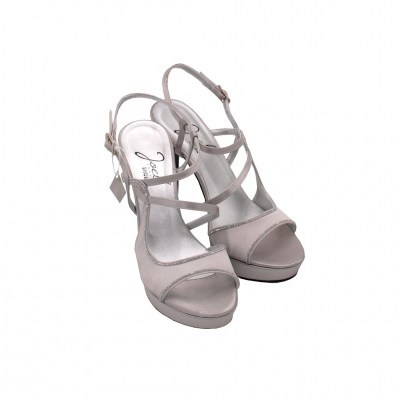 Angela Calzature Elegance standard numbers Shoes Silver satin heel 10 cm