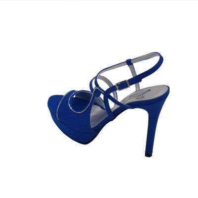 Angela Calzature Elegance standard numbers Shoes Bluette satin heel 10 cm