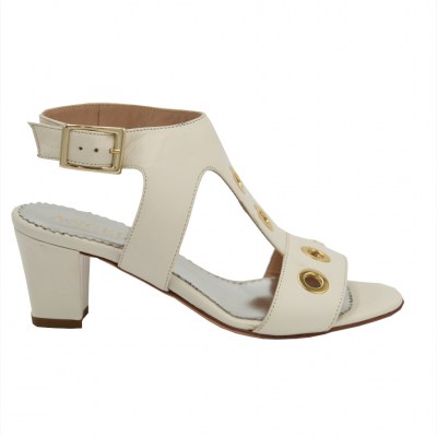 Angela Calzature sandali in pelle colore beige tacco medio 4-7 cm    numeri standard    