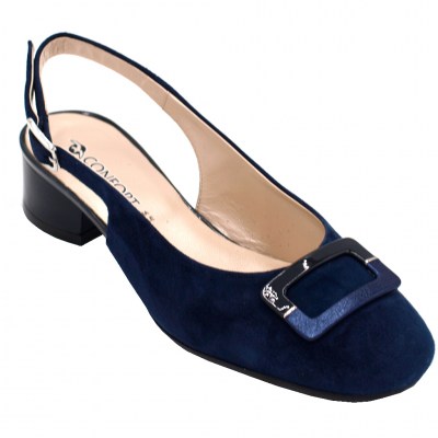 Confort sandali in camoscio colore blu tacco basso 1-4 cm    numeri standard    