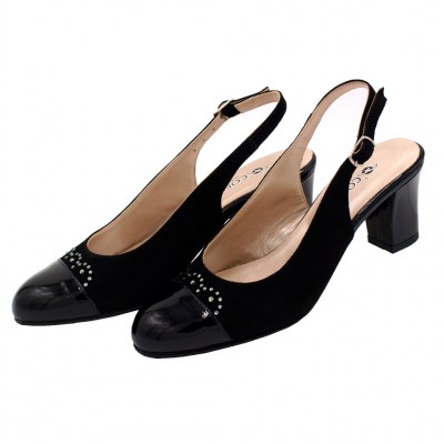 Confort standard numbers Shoes black chamois heel 6 cm