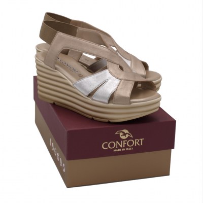 Confort sandali in pelle colore beige tacco medio 4-7 cm    numeri standard    