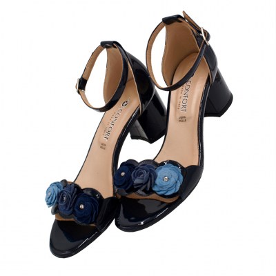 Confort sandali in vernice colore blu tacco medio 4-7 cm    numeri standard    