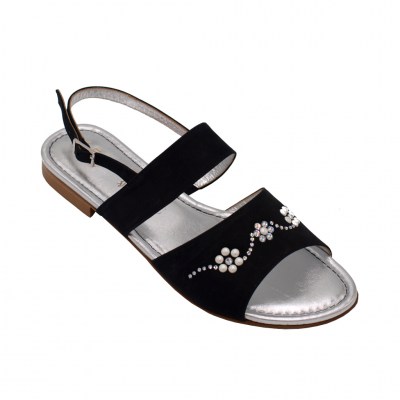 Angela Calzature Numeri Speciali sandali in pelle colore nero tacco piatto fino a 1 cm   Numeri 42/43 numeri speciali    