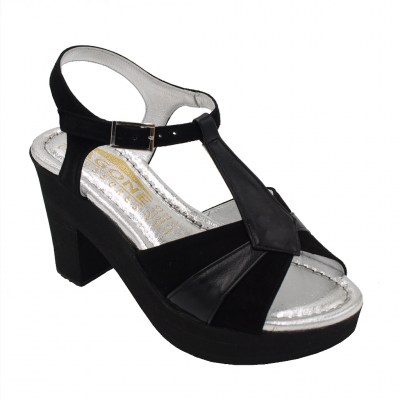 Angela Calzature Numeri Speciali sandali in pelle colore nero tacco medio 4-7 cm   Numeri 32/34/42/43/44/45 numeri speciali numeri 32/34/42/43/44/45   