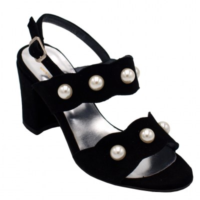 Angela Calzature Numeri Speciali sandali in camoscio colore nero tacco medio 4-7 cm   Numeri 33/34 numeri speciali    