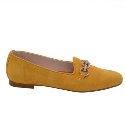 Calzaturificio Lusar ballerine in camoscio colore giallo tacco piatto fino a 1 cm    numeri standard    