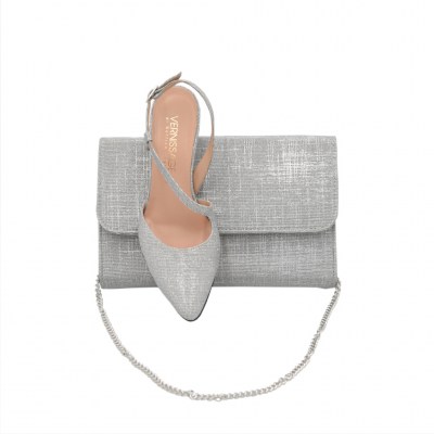 Soffice Sogno Elegance sandali in tessuto colore argento tacco medio 4-7 cm  Tomaia Esterna in Galassia  numeri standard    