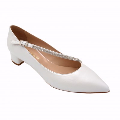 Angela calzature Sposa standard numbers Shoes White leather heel 3 cm