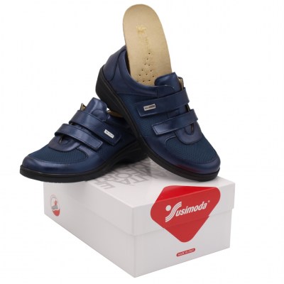 SUSIMODA sneakers in pelle colore blu tacco basso 1-4 cm   Ortopedico numeri standard    