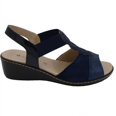 Confort sandali in pelle colore blu tacco basso 1-4 cm    numeri standard    