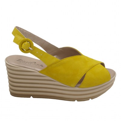 Confort sandali in camoscio colore giallo tacco medio 4-7 cm    numeri standard    
